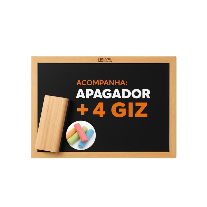 Lousa Grande Quadro Negro de Giz 120X90 Escolar Moldura em Madeira Acompanha Giz e Apagador