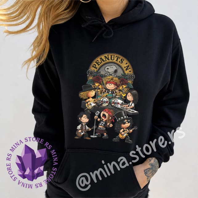 Moletom Canguru Peanuts Guns N'Roses Algodão Unissex Adulto