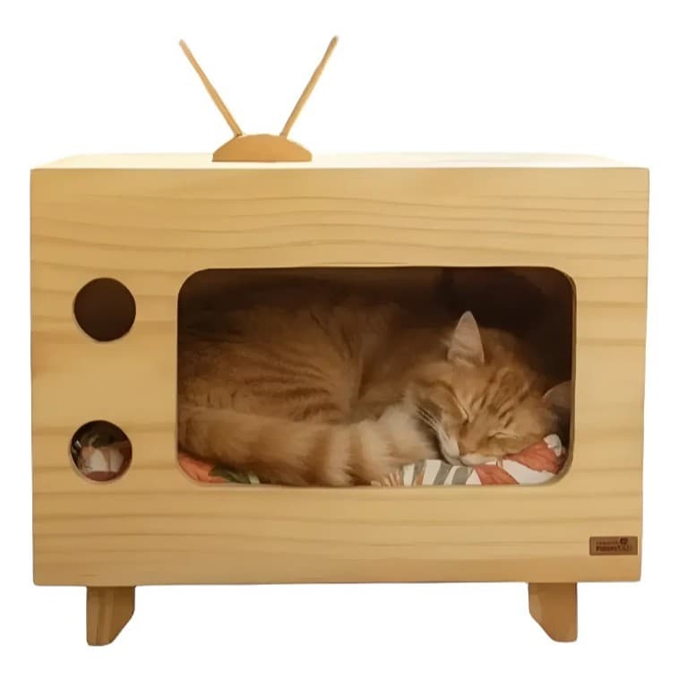 Casa de Gato Madeira PET TV Casinha para gato