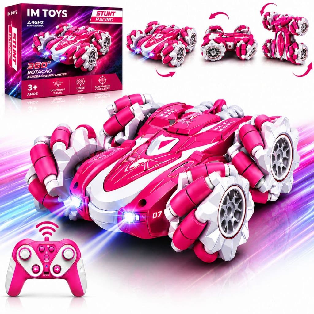 Carrinho Controle Remoto 4x4 Recarregável Aranha Com Led Brinquedo Infantil