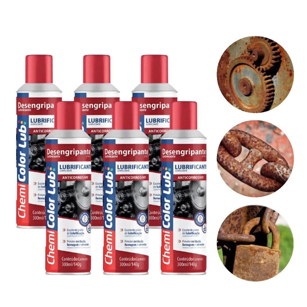 Kit 6 Spray Desengripante Lubrificante Chemicolor 300ml Anticorrosivo