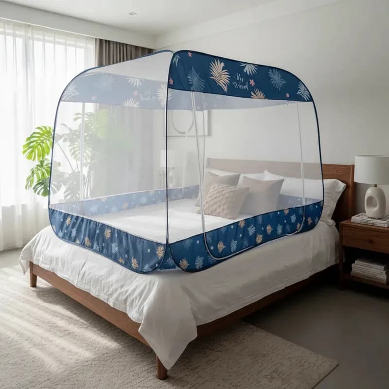 Mosquiteiro Cama Casal Queen 2m x 1,5m Tela Favo de Mel Proteção Completa Contra Insetos Rede Mosquiteira Tenda Quadrada