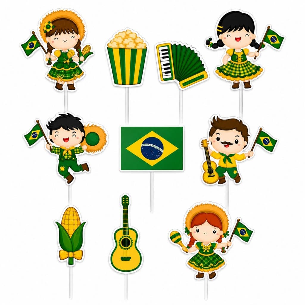 50 unidade Toppers Tag Docinhos Doce para Festa Junina e Arraiá da Copa Brasil ENVIO IMEDIATO