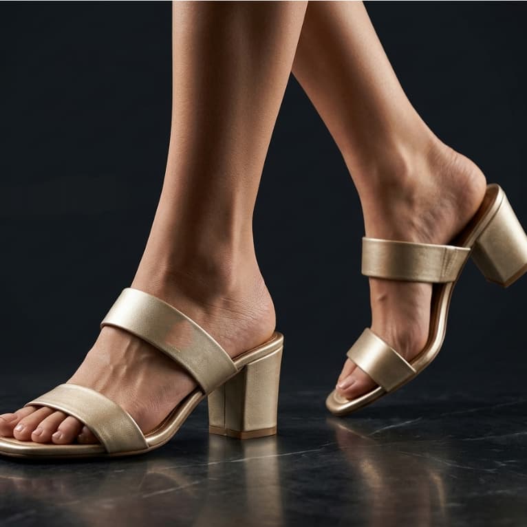 Tamanco Feminino com Salto Bloco Confortavel e Tiras Largas Estilo Casual Chic