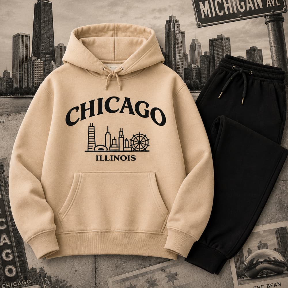 Conjunto Moletom Infantil Chicago EUA Estampa Urbana Fashion Inverno