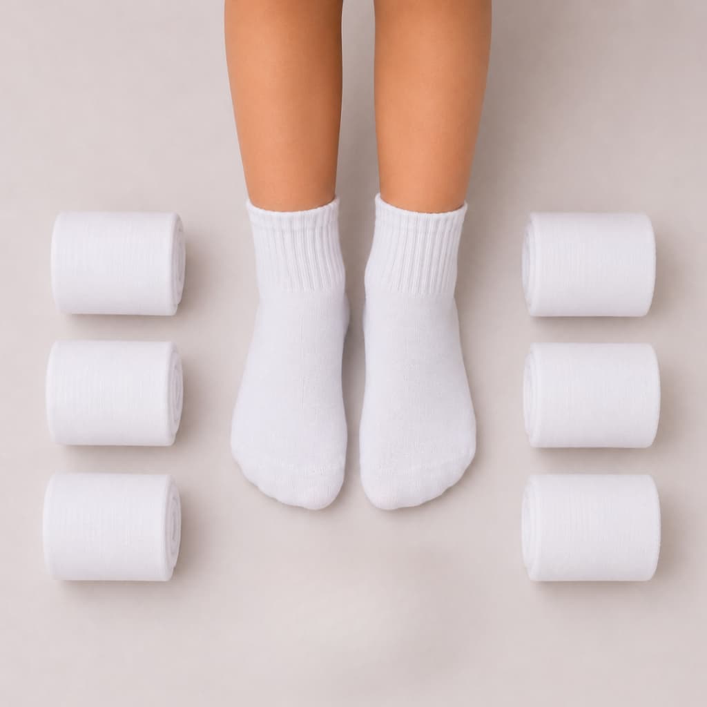 Kit 6 Pares de Meia Infantil Branca Lisa Básica Meninos e Meninas 2 a 10 Anos Confortável