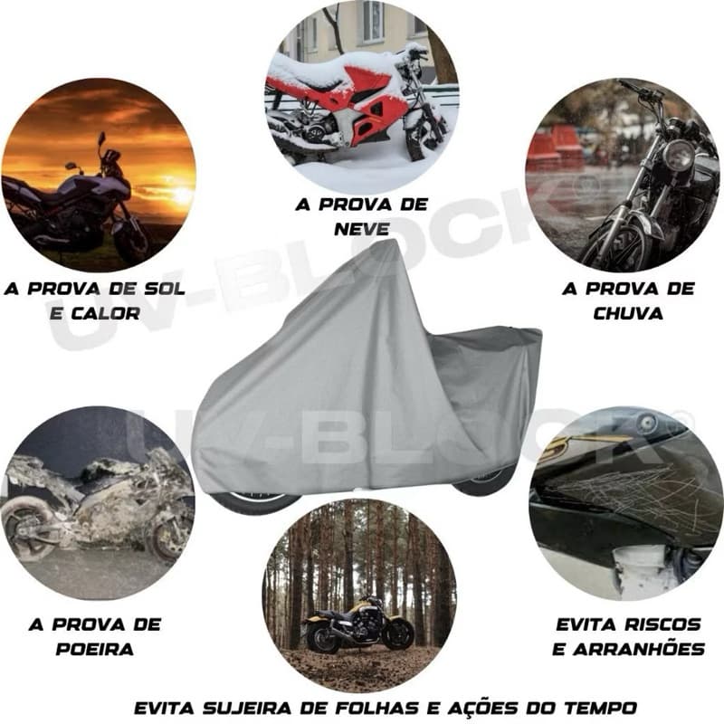 Capa Pra Moto 100% Impermeável  Motocicleta Protege Sol Chuva Poeira 140 X 240 CM