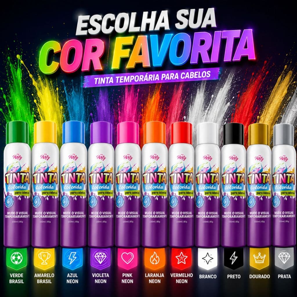 150ml Tinta Spray para Cabelo Temporária Fácil de Remover para Crianças