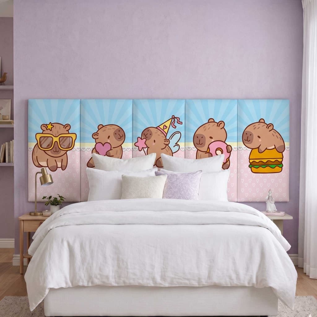 Kit Cabeceira Capivara Infantil 40x20cm Quarto Menino Menina Cama Solteiro Casal Queen King