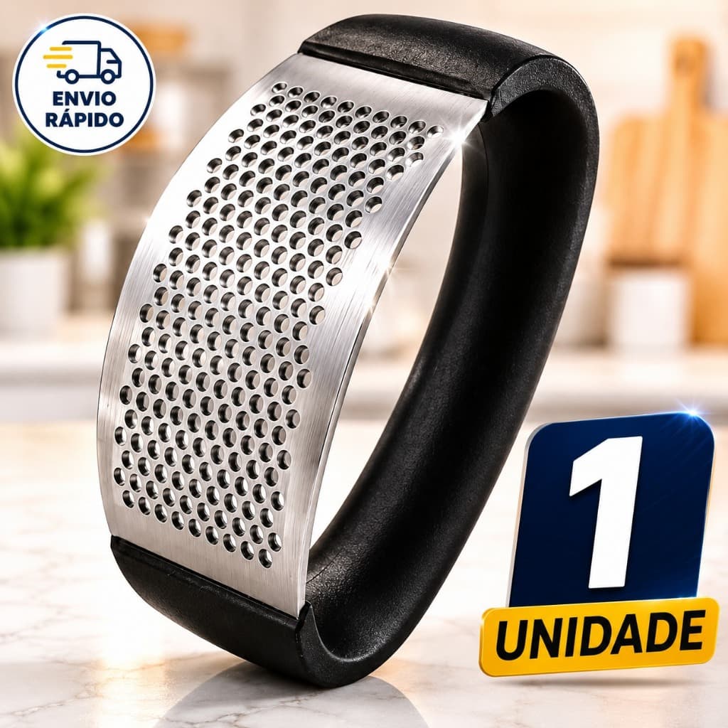 Espremedor Amassador Alho Aço Inox ABS Triturador Manual Resistente Fácil Limpeza Cozinha Gourmet