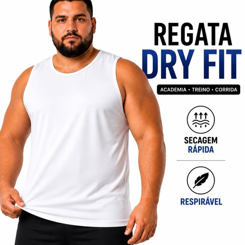 Regata Masculina Dry fit Academia Treino Lisa