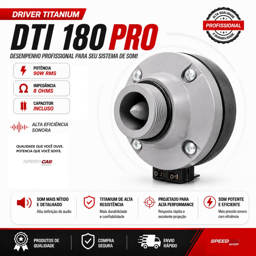 Driver Titanium Musicall DTI 180 DTI 160 90W RMS 8 Ohms Som Automotivo Som de Carro Bob Caixa Trio