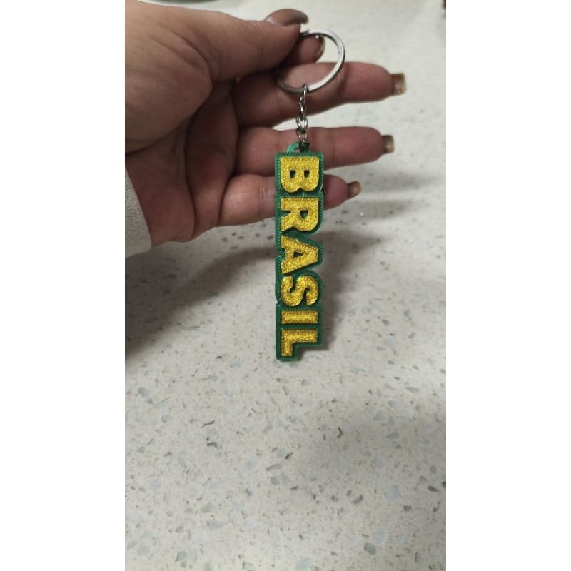 Kit com 5 Chaveiro Brasil 3D Personalizado Verde e Amarelo | Lembrancinha Copa Futebol Presente