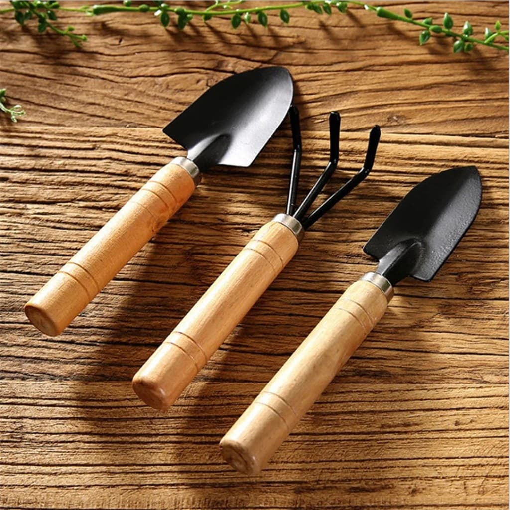 Kit 3 Mini Ferramentas De Jardim Pá Ancinho Horta Em Casa