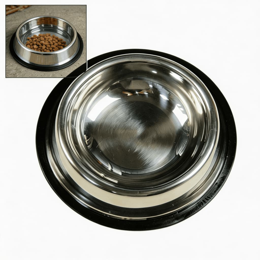 2 Peças Comedouro Bebedouro Inox Antiderrapante Cães Gatos