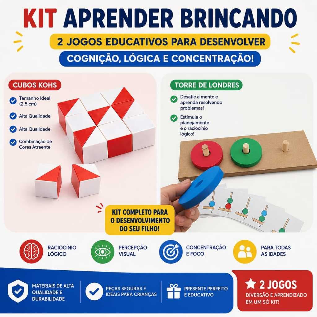 Kit Teste CUBOS KOHS + TORRE DE LONDRES Avaliação Psicopedagógico Raciocínio Lógico