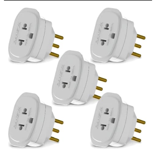 Kit 5 Adaptador De Tomada Universal 3 Pinos Plug Tripolar 2p+t 10a Daneva Dn1661