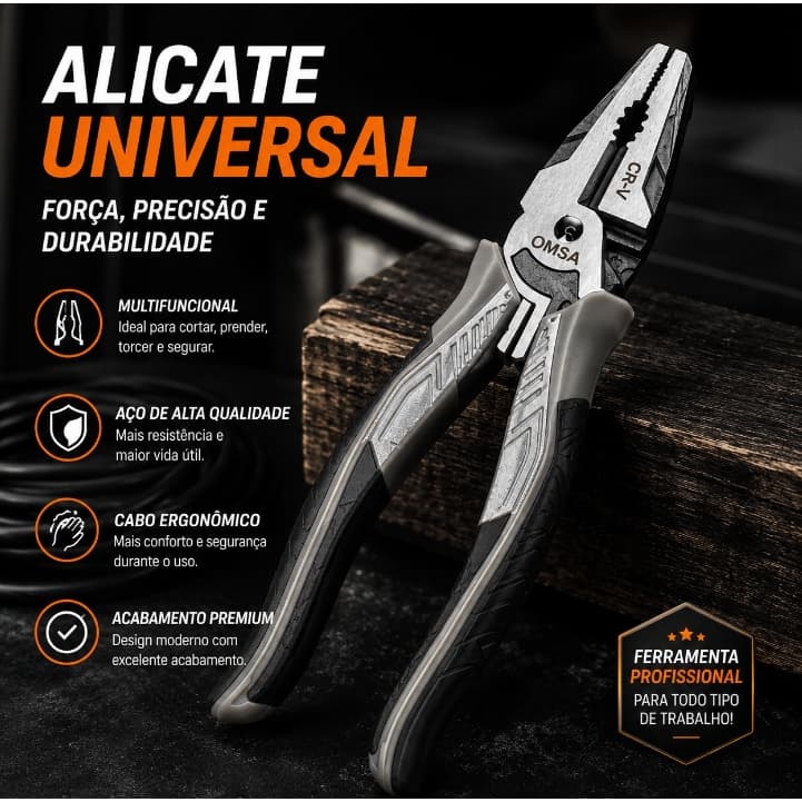 Alicate Universal 8 Multifuncional Eletricista Profissional