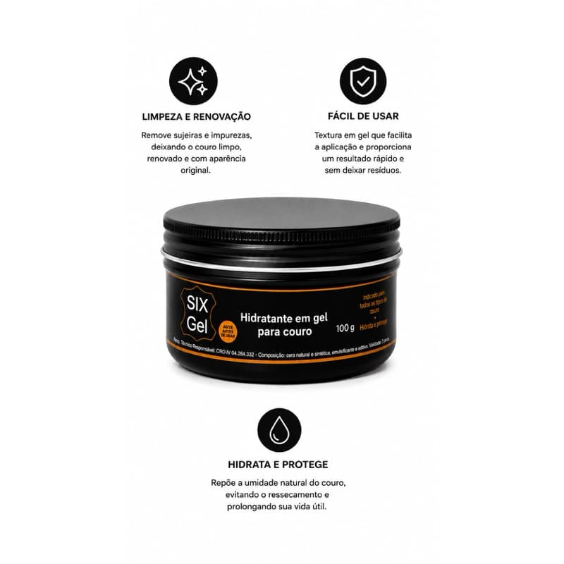 CREME HIDRATANTE EM GEL PARA COURO RENOVA, HIDRATA E CONSERVA 100G
