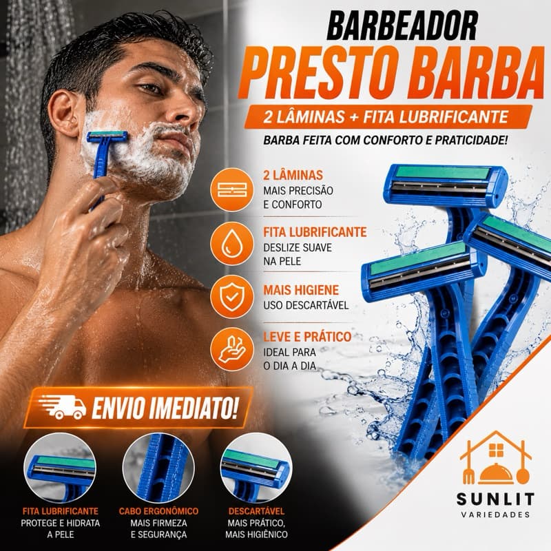 Barbeador Prestobarba Duas Lâminas Fita Lubrificante Barba Macia Conforto No Uso Diário R