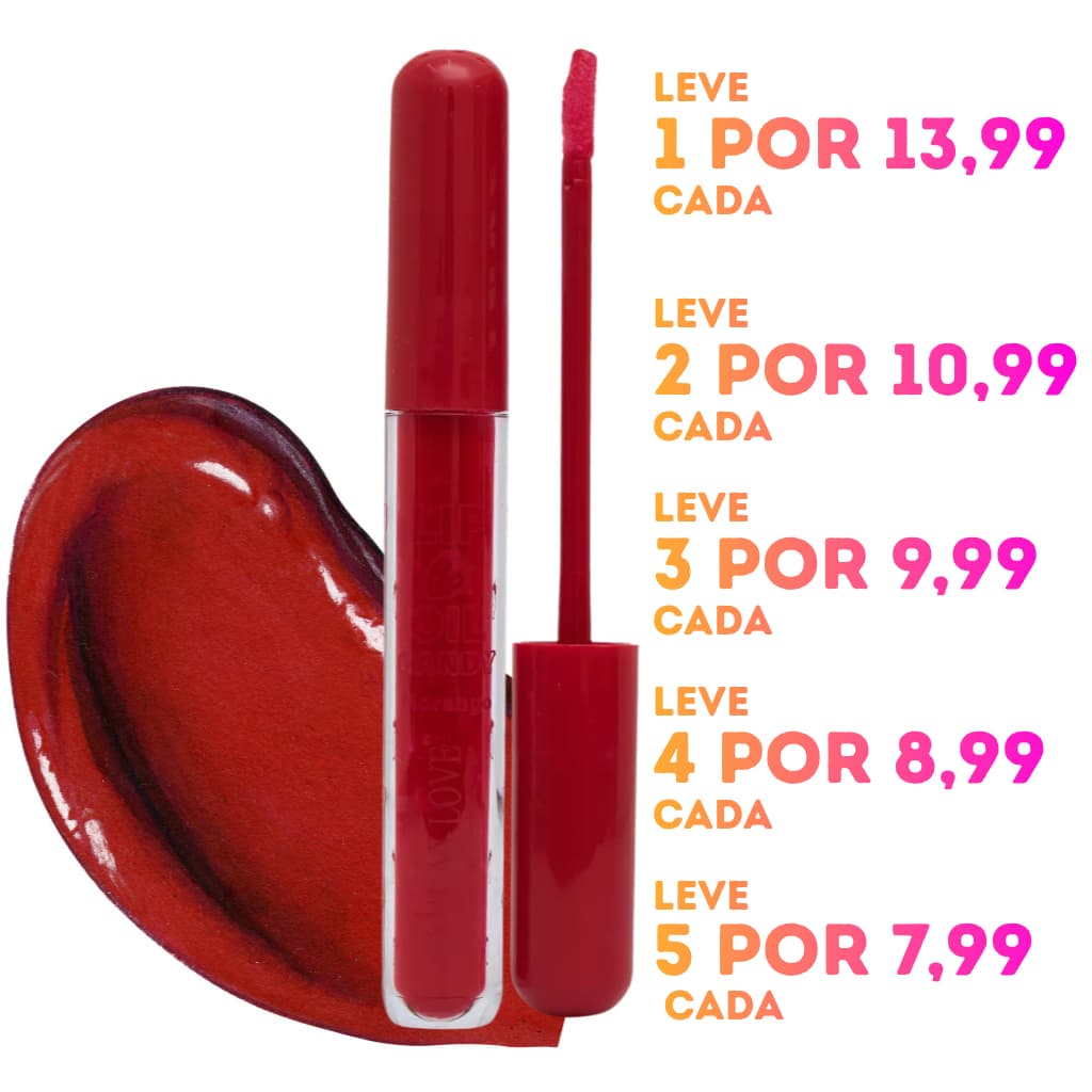 Lip Oil Vegano Candy Morango Cor 600 Max Love 5ML