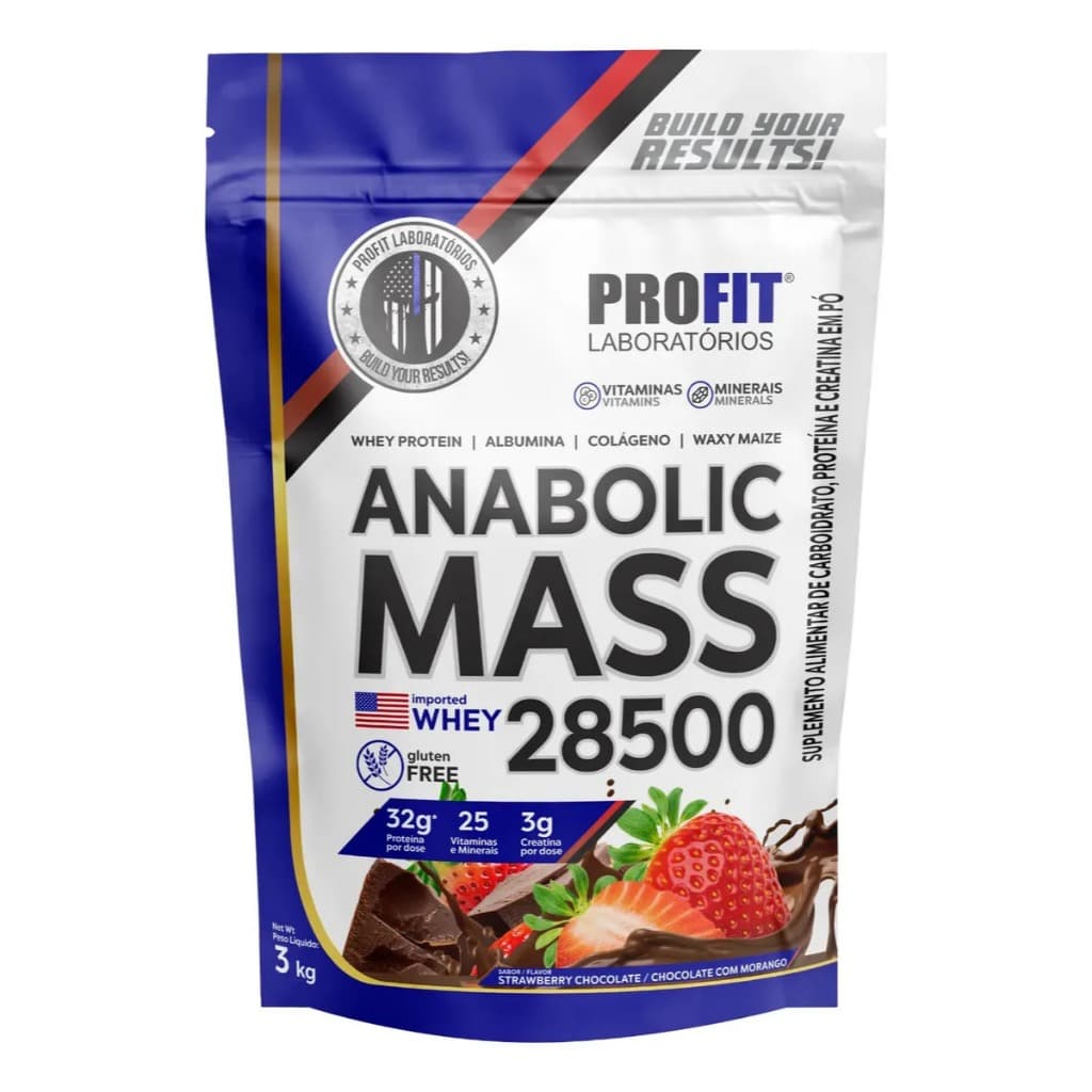 Hipercalórico Anabolic Mass 28500 3kg Suplemento Profit Labs Sabor