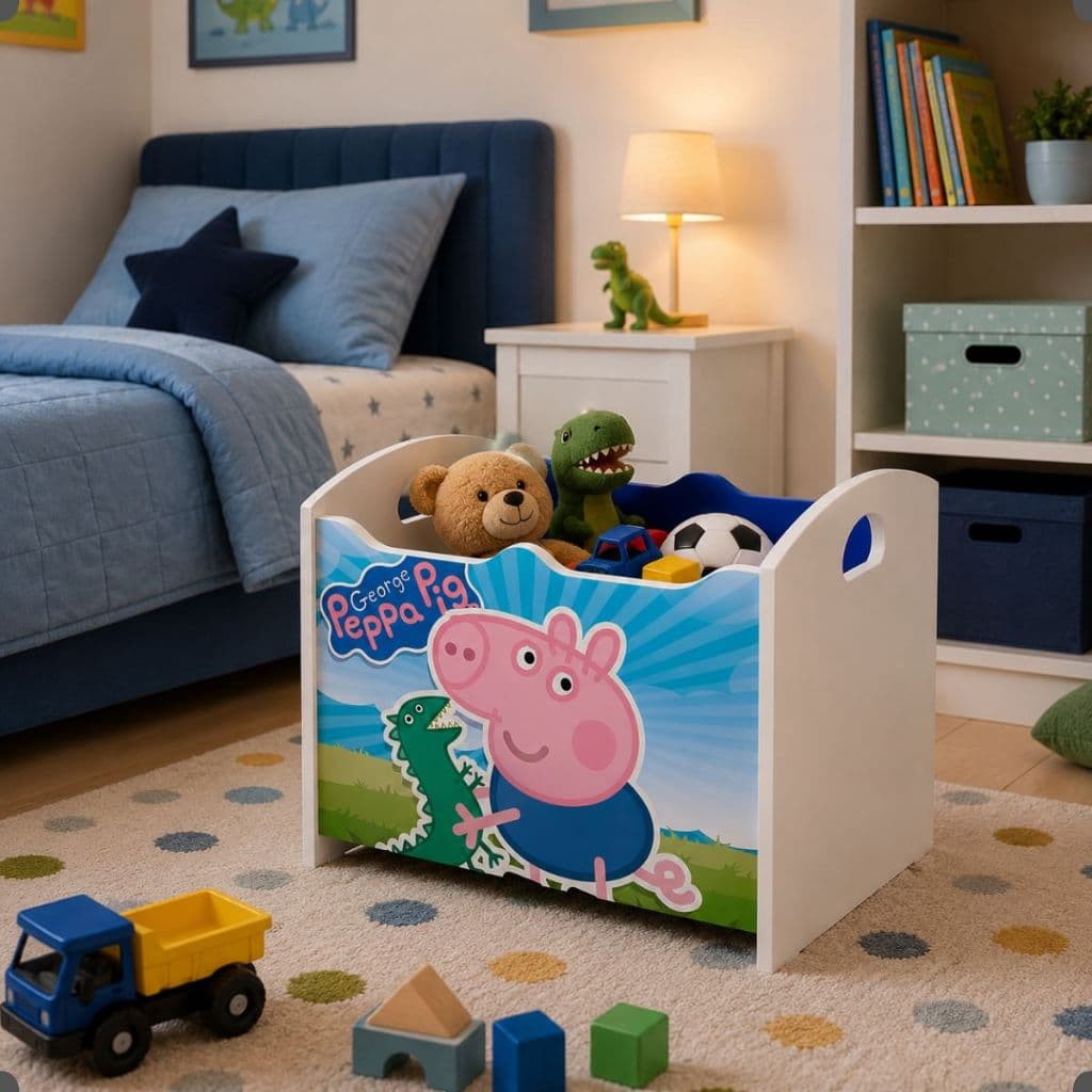 Baú George Azul Masculino Quarto Infantil Brinquedotecas 100% Mdf Organizadores  Moderno Resistente