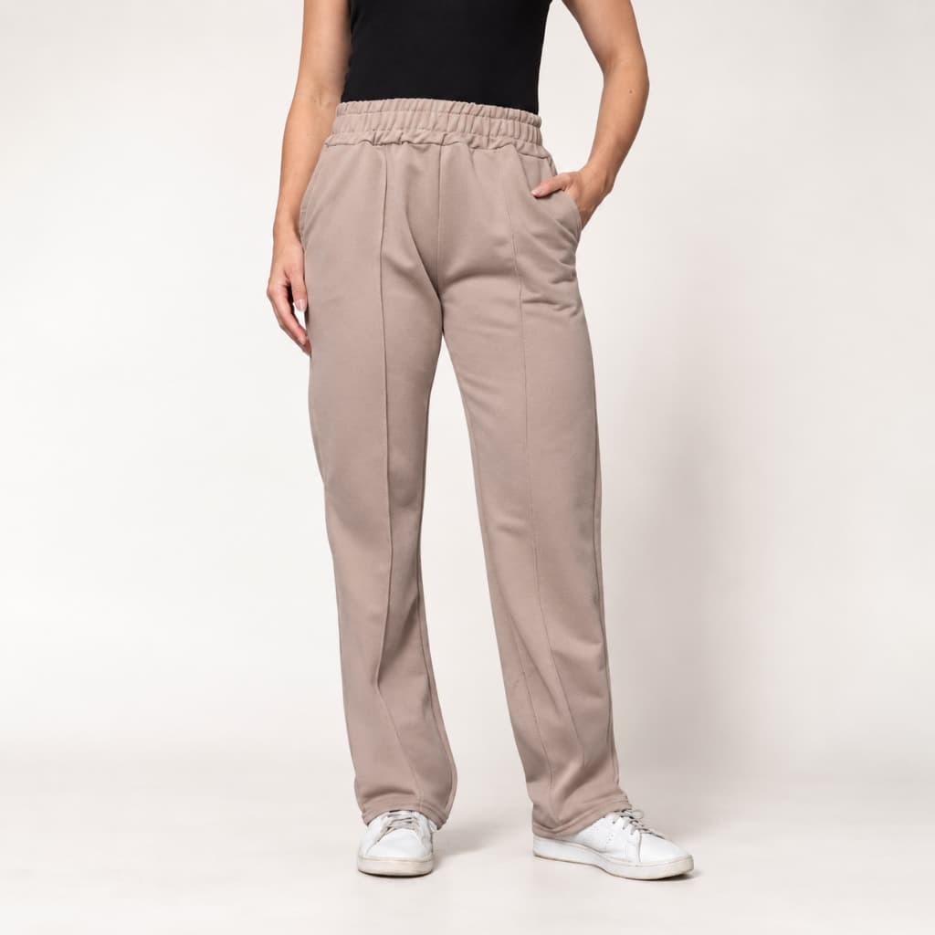 Calça Wide Leg Feminina de Moletom Flanelado Cintura Alta Confortável