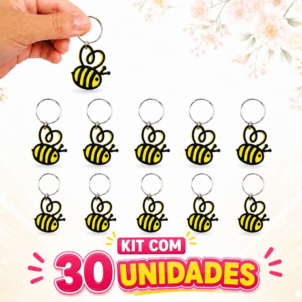 Chaveiros Abelhas - Lembrancinhas para aniversários, escolares, chá de bebê, primavera, verão
