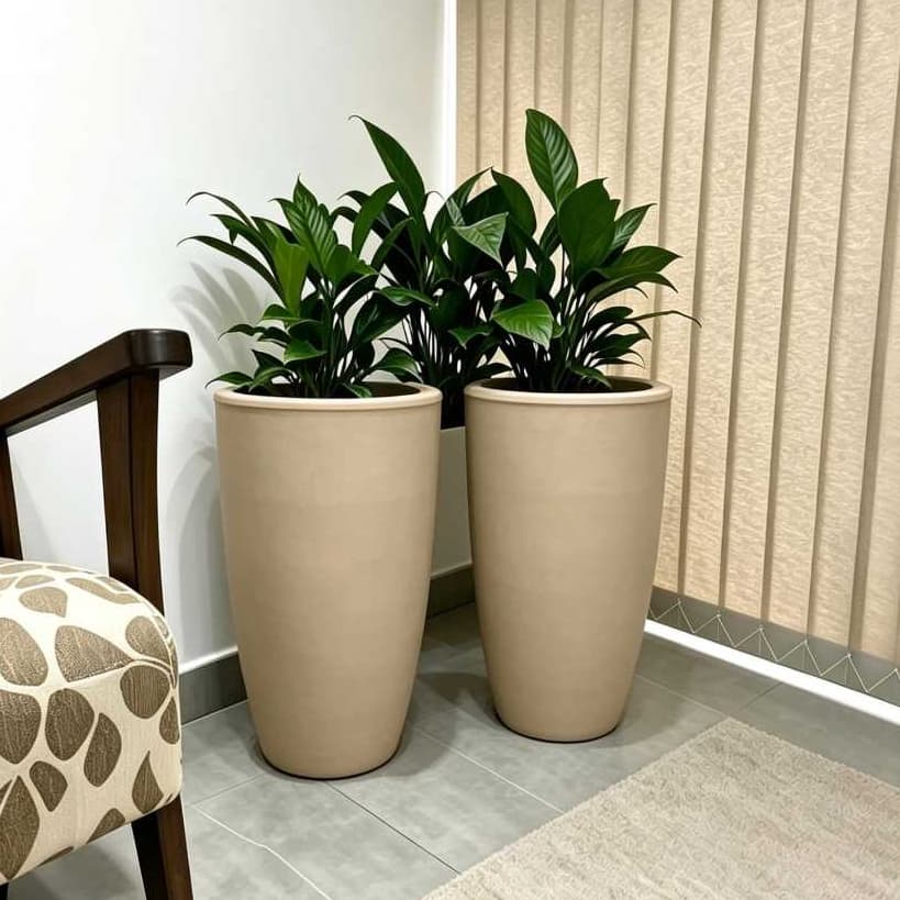 Kit 2 Vasos Planta Coluna Bojo Jateado Fosco Alto 55cm Decoração Fachada Casa Jardim Vaso Escritório