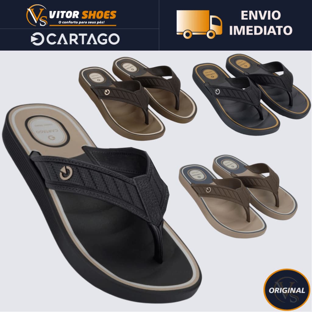 Chinelo Masculino Cartago Durban 12640 Confortável Casual Original Cartago