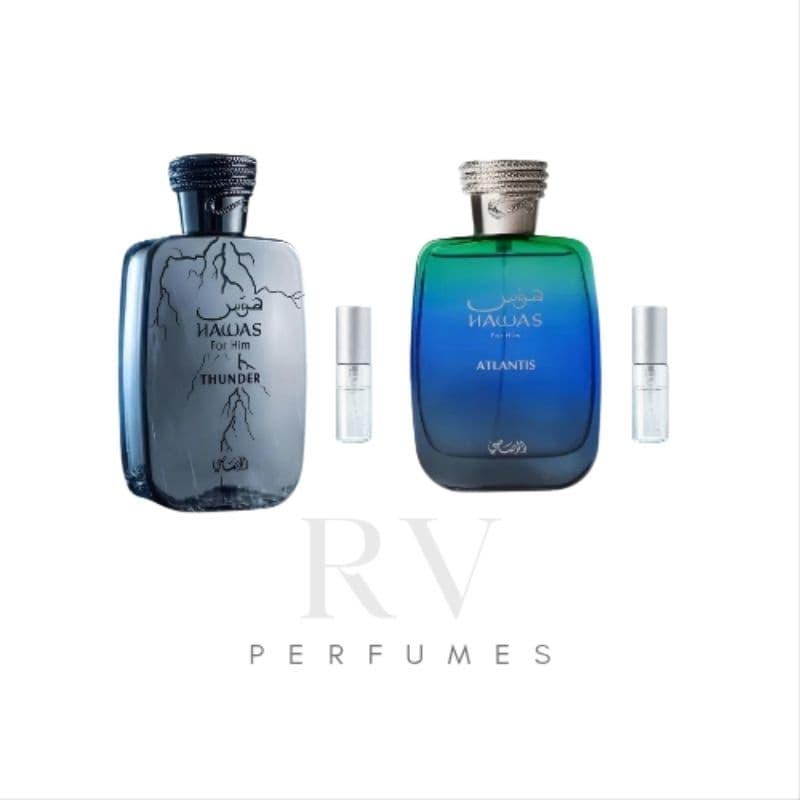 Combo Lançamentos – Hawas Thunder + Hawas Atlantis | Perfumes Árabes Masculinos Alta Fixação