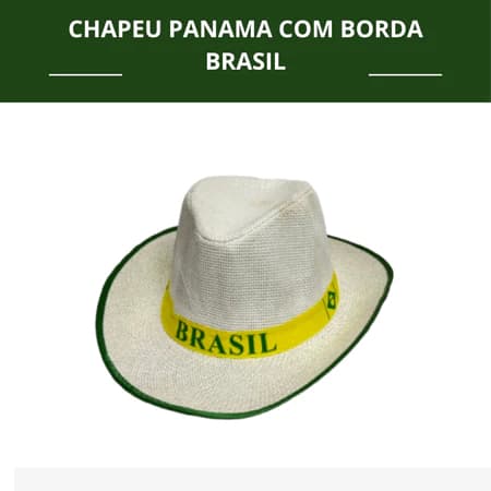 Chapéu Panamá com Borda em Tecido e Fita Brasil – Acessório Estiloso para Festa e Verão