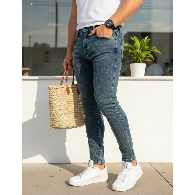 Calça Jeans Básica Marmore Sujinha Skinny Premium 014
