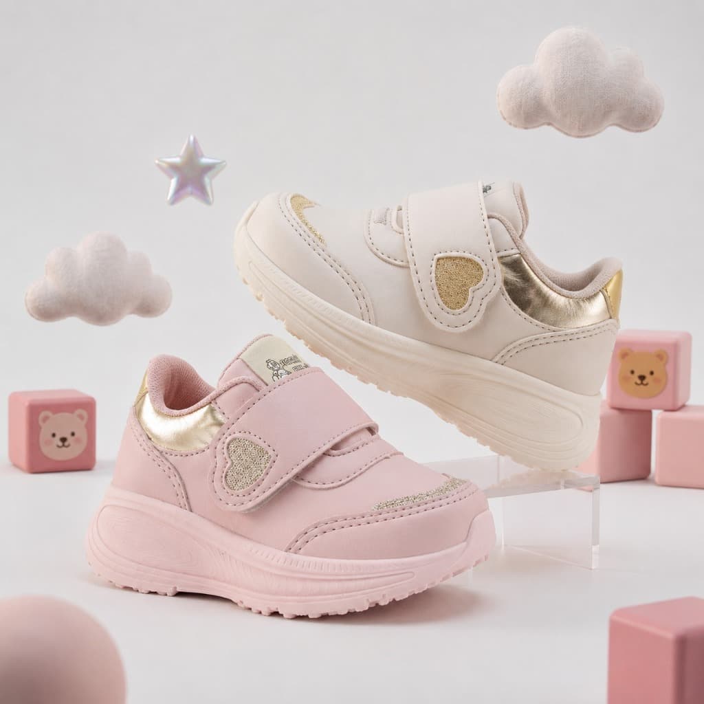 Tênis Infantil de Velcro Escolar Feminino Conforto e Facilidade para Crianças