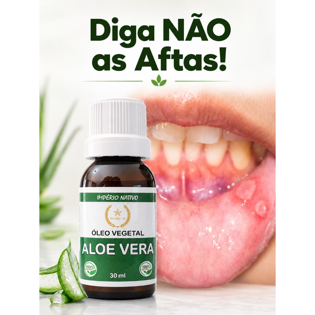 Óleos de Aloe Vera Babosa para Aftas e Gengivites Premium 30ml Vegetal