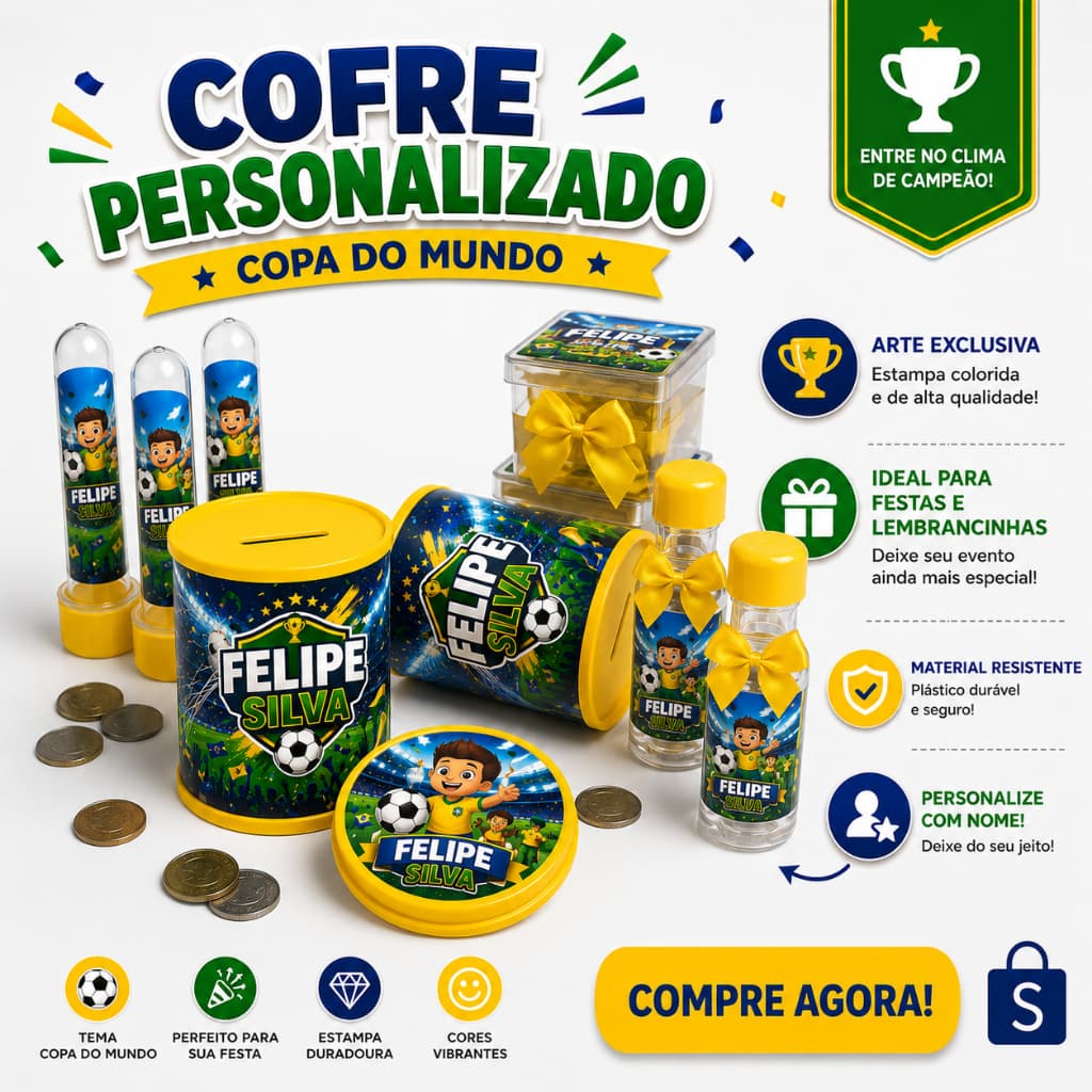 Kit 65 Rótulo Adesivo Tema Copa Do Mundo  Personalizado cofrinho/bolinha de sabão/Tubete Aniversário, Lembrancinha