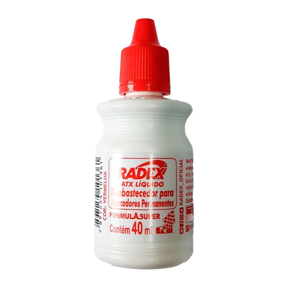 Tinta Reabastecedor para Marcador Permanente 40ml Vermelho Radex