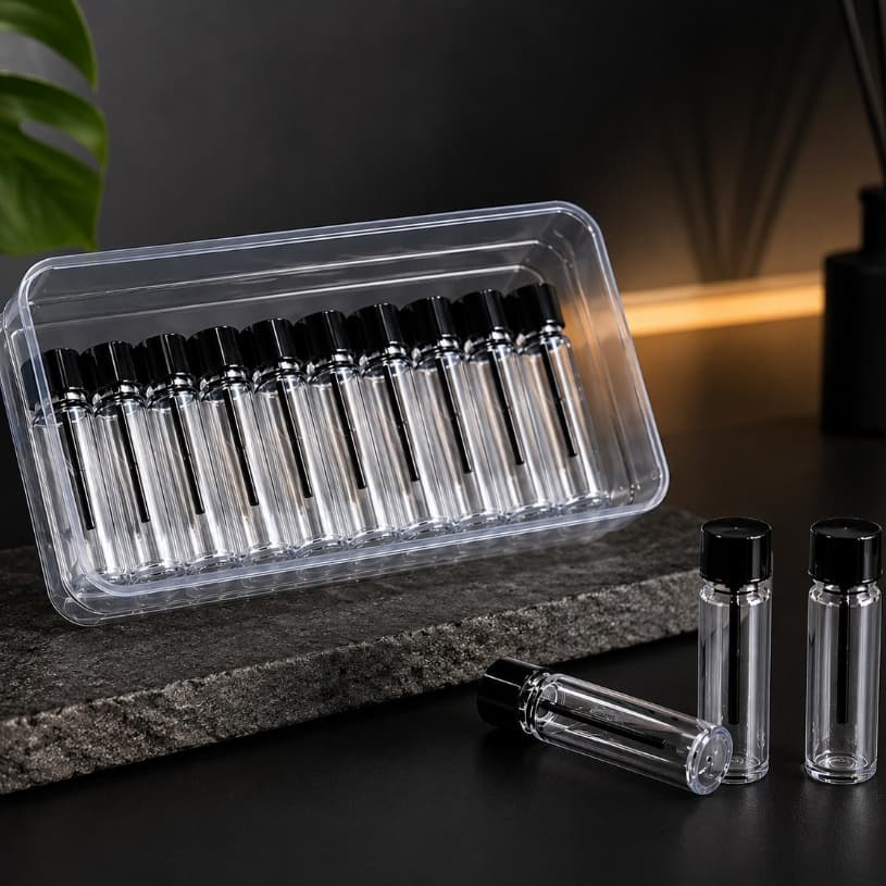 Kit 100 Frasco 4ml Flaconete c/ Tampa Amostra de Perfume Provador Demonstrador Vazio Pet Refil