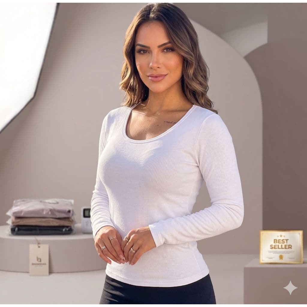 KIT 2 segunda pele feminina/Blusa com decote/suplex