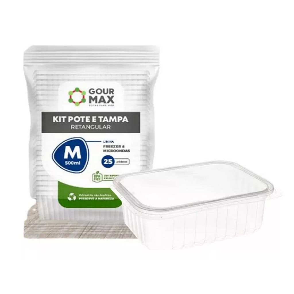 Kit Marmita Pote 350ml 500ml com Tampa Freezer Microondas Fitness Marmitex Organizador GourMAX