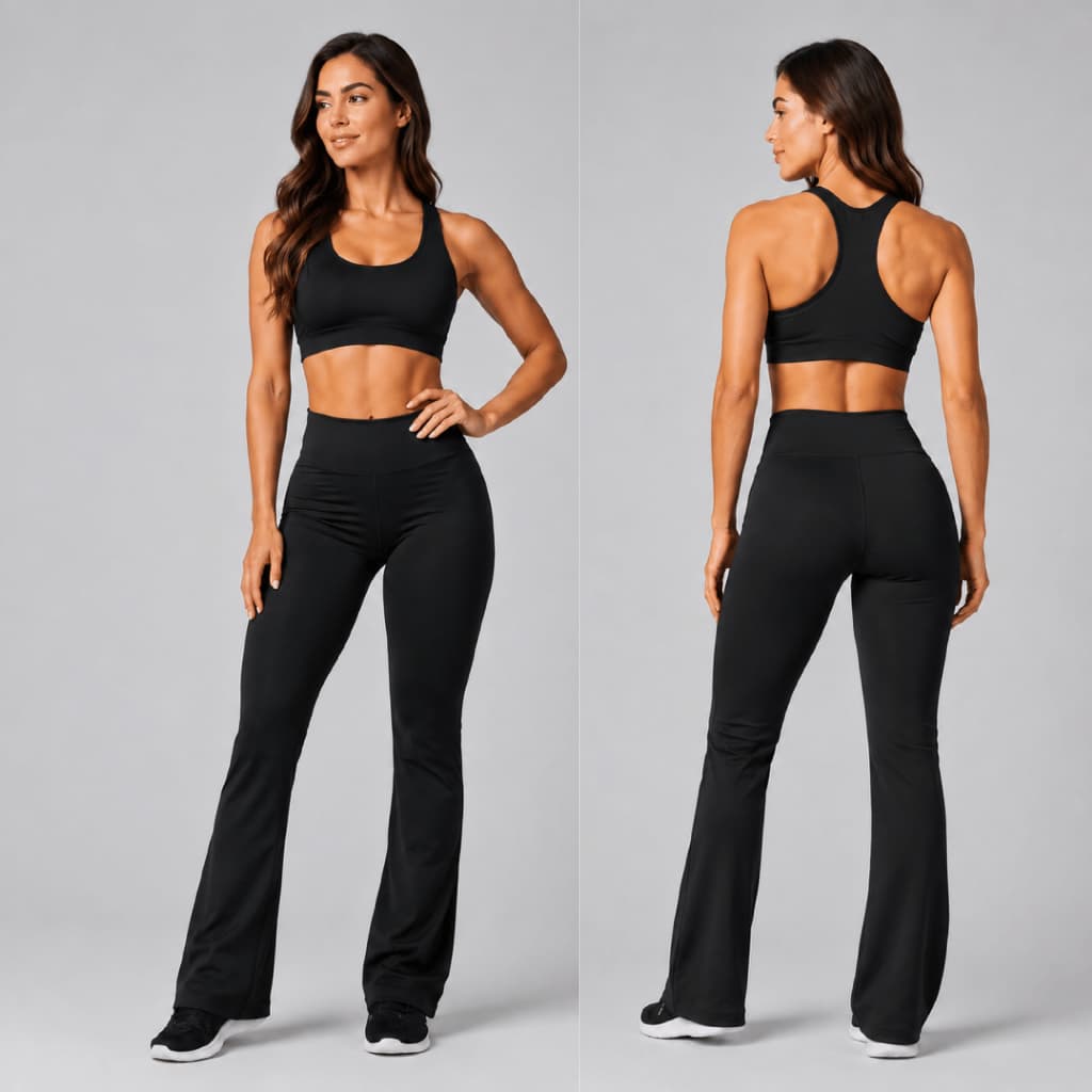 Calça Lagging Flare Boca De Sino Feminina Flar Calça Bailarina Preto