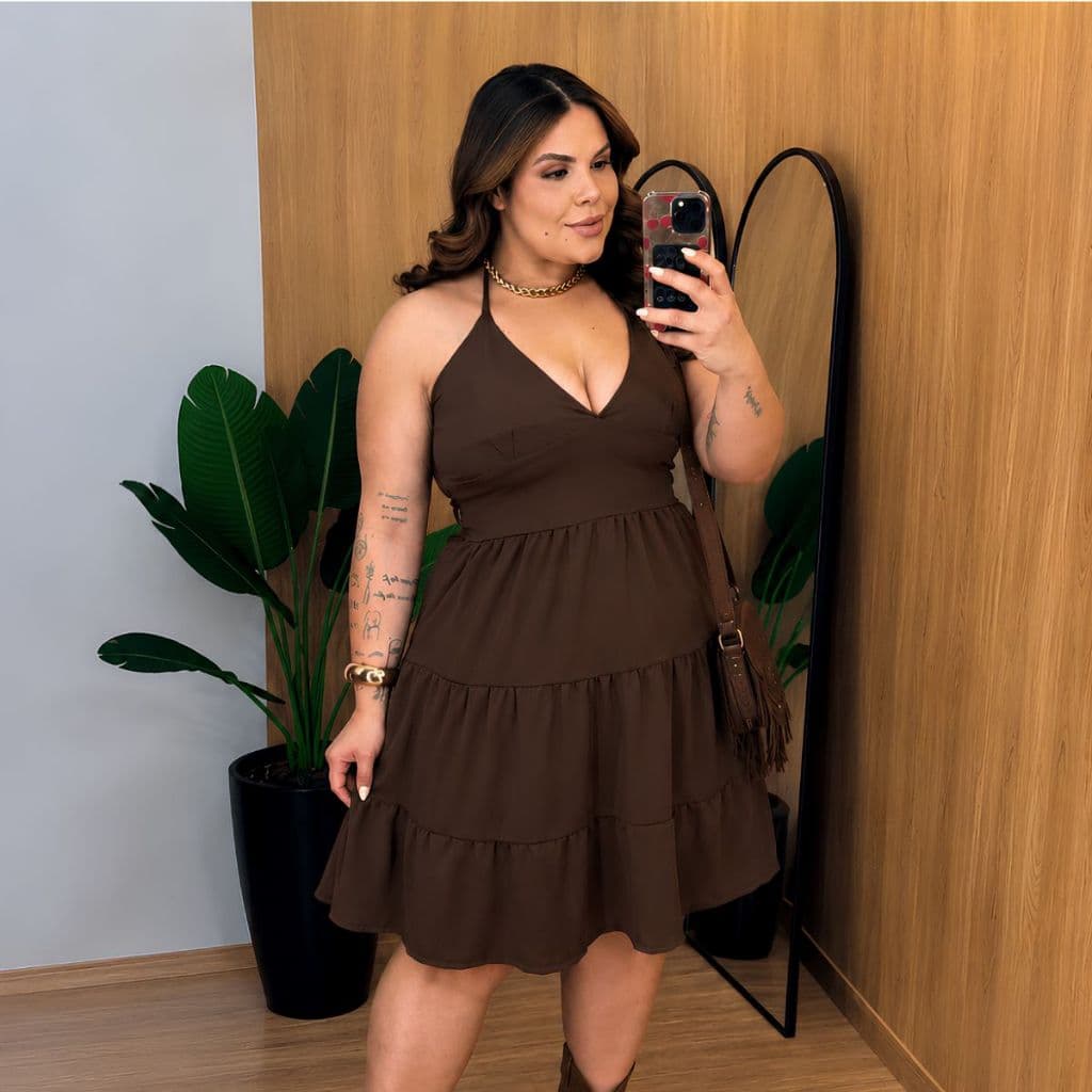 Vestido Feminino Plus Size Rodado com Caimento Perfeito Canelado Moda Blogueira
