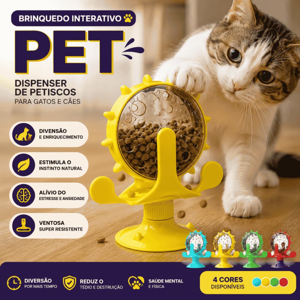 Brinquedo Interativo Pet com Ventosa | Dispenser de Petiscos para Gatos e Cães