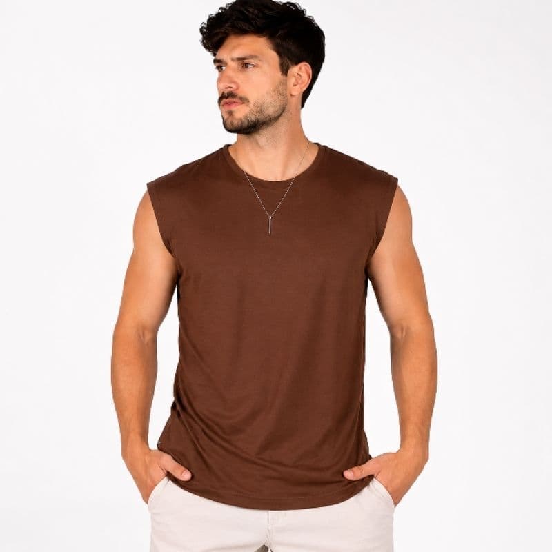 Regata Machão Masculina Academia Cavada 100% Algodão Casual Fitness Premium Confortável