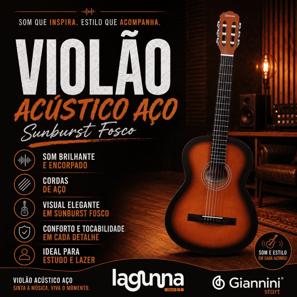 Violão Acústico Aço Giannini Start S-14 SBS Sunburst Satin Fosco