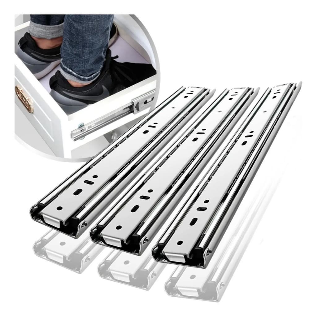 6 Corrediça Telescópica H40 35cm 3 Par Reforçada Resistente