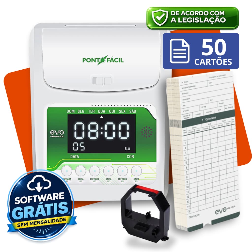 Máquina Bater Ponto Registro Funcionário Cartográfico + 50 Cartões Cartolina Relógio Manual Digital
