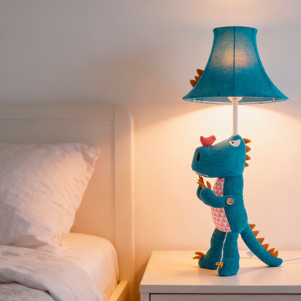 Abajur Infantil Vireon Dinossauro T-Rex 70cm E27 Bivolt Luminária Quarto Bebê