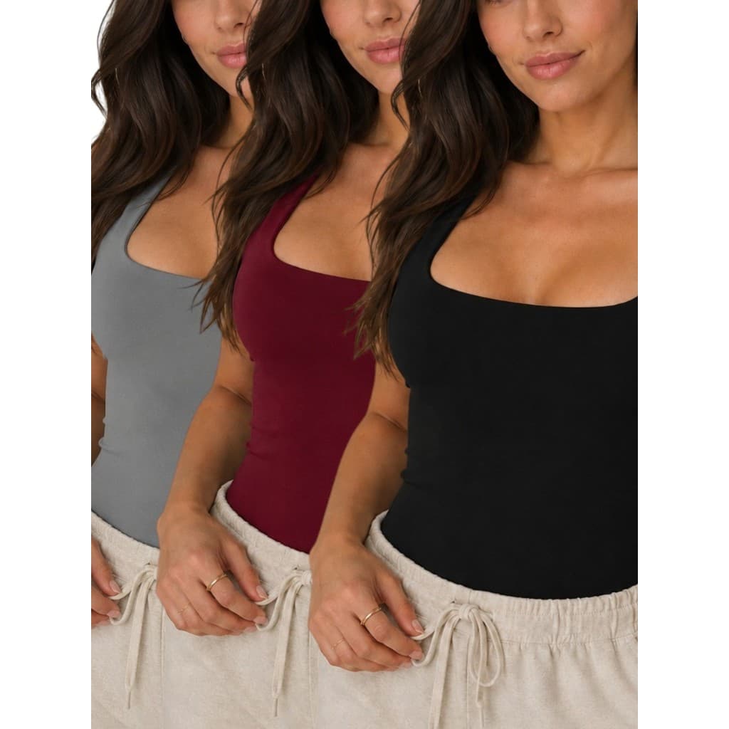 Regatas Body Feminina Basica Elegante e Confortavel 3 UNIDADES
